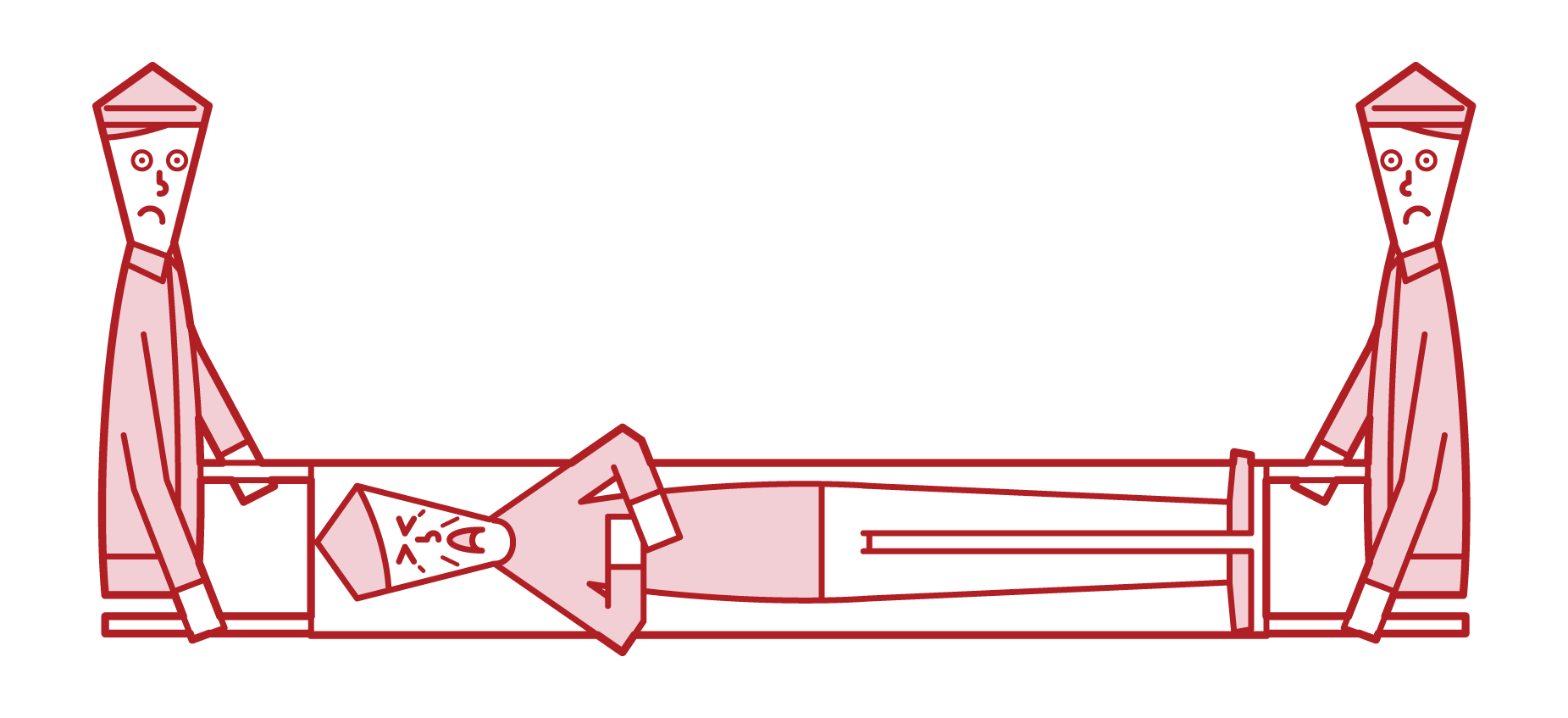 Illustration of a person (grandfather) carried on a stretcher