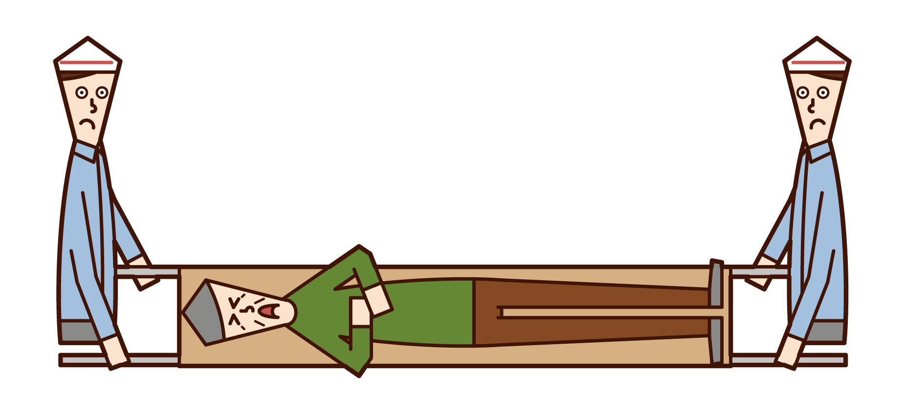 Illustration of a woman carrying on a stretcher