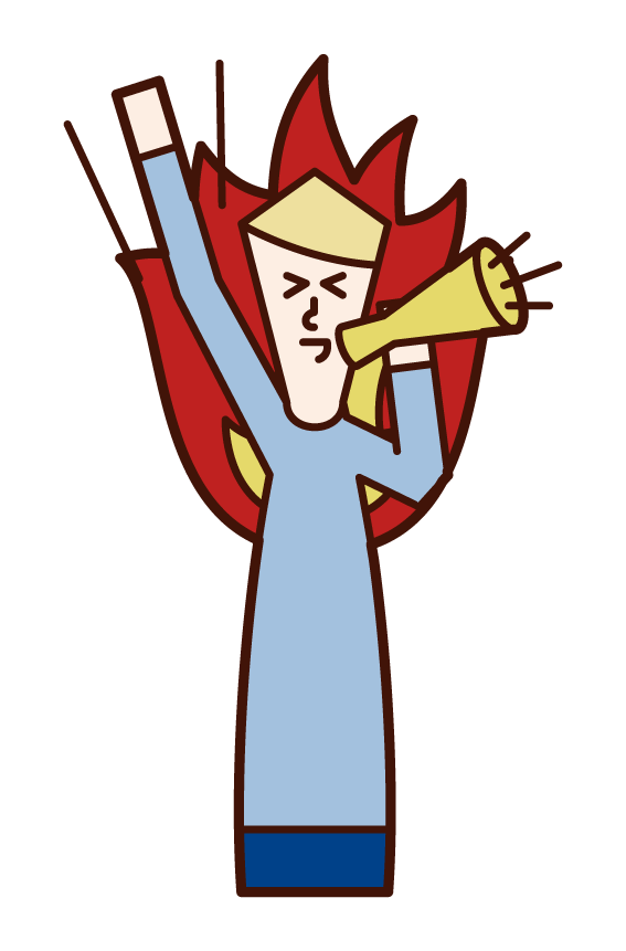 Illustration of a man cheering loudly