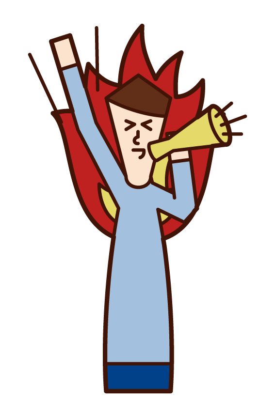 Illustration of a man cheering loudly