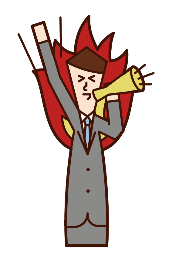 Illustration of a man cheering loudly