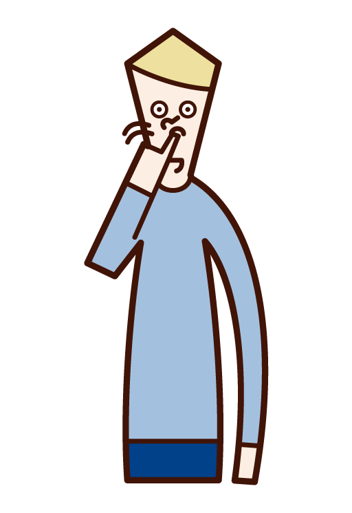 Illustration of a man who barks his nose