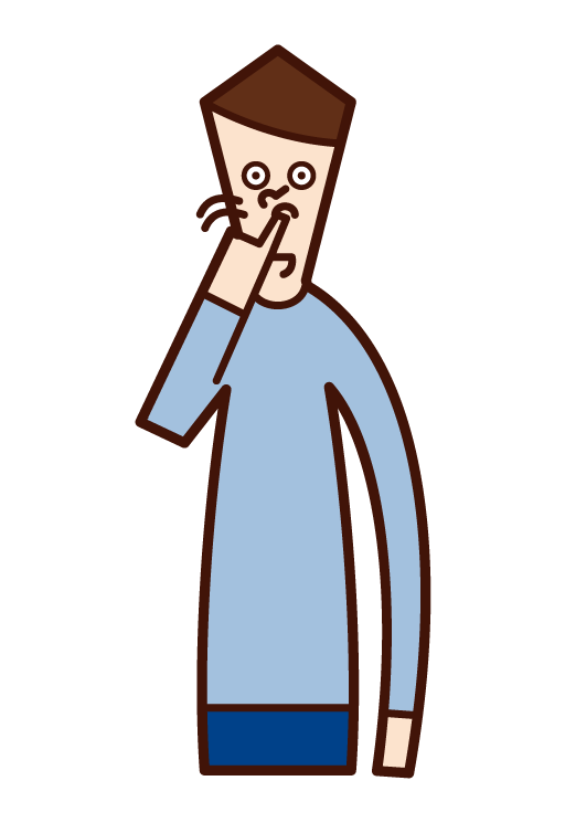 Illustration of a man who barks his nose