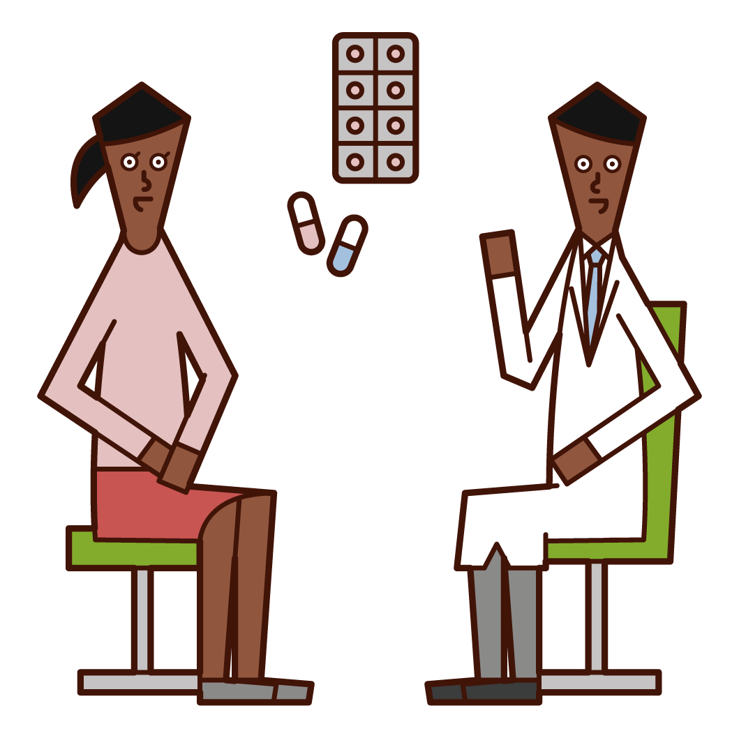 Illustration of a doctor (male) prescribing medicine
