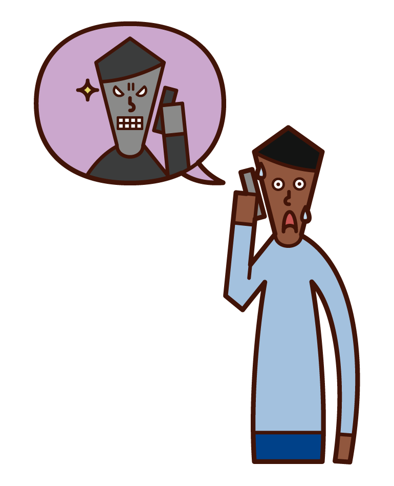 Illustration of a man threatened by a fraudster
