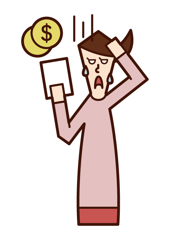 Illustration of a person (woman) who is surprised by expensive billing