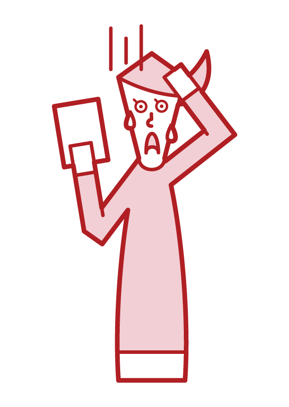 Illustration of a woman who is surprised to see the documents