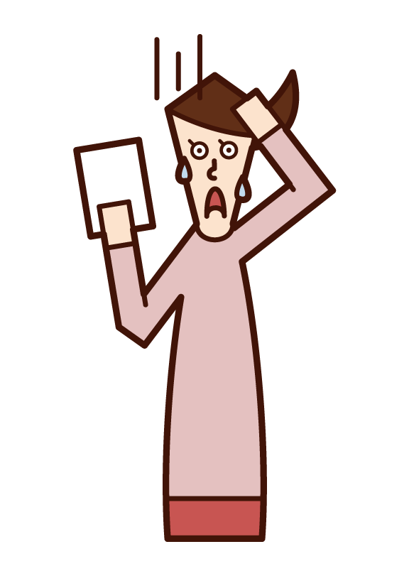 Illustration of a person (grandfather) who is surprised to see documents