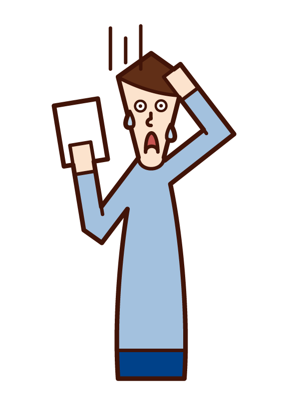 Illustration of a man who is surprised to see the documents