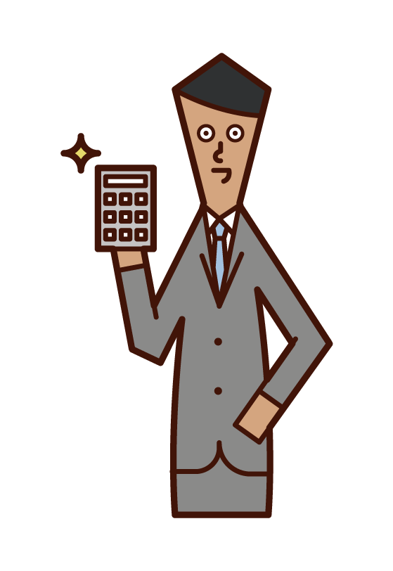 Illustration of a man making an estimate with a calculator