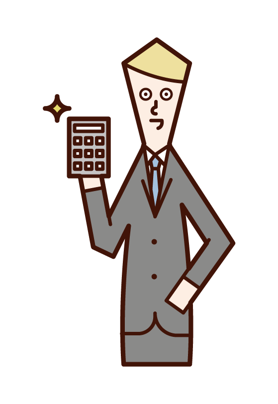 Illustration of a man making an estimate with a calculator