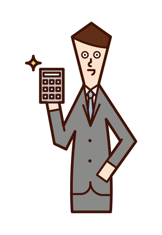 Illustration of a man making an estimate with a calculator