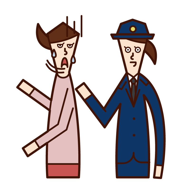 Illustration of a police officer (woman) asking a job question