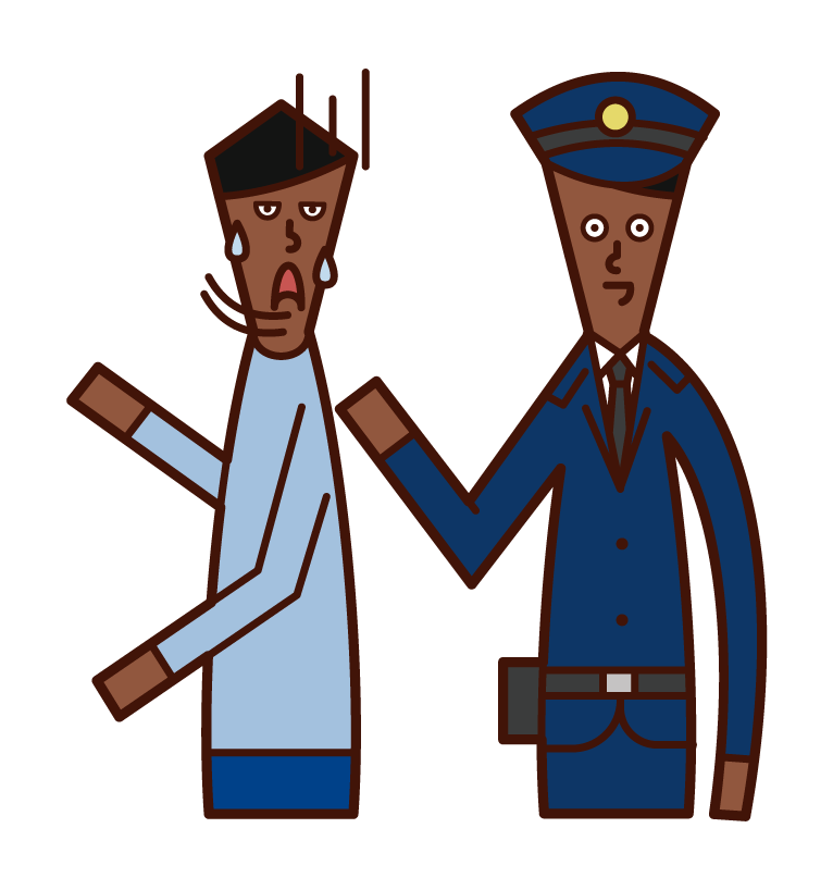 職務質問する警察官（男性）のイラスト