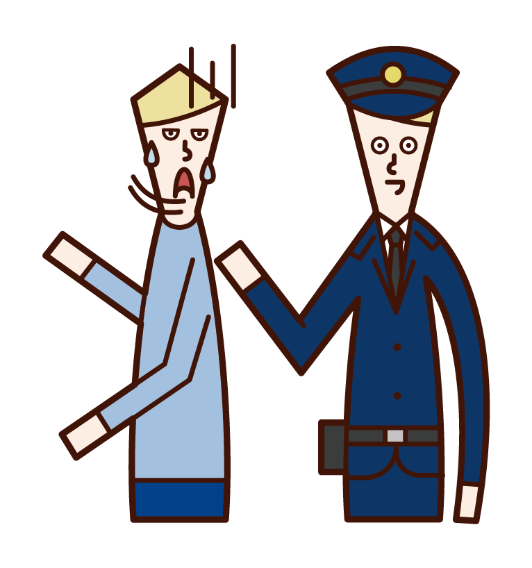 Illustration of a police officer (male) asking a job question