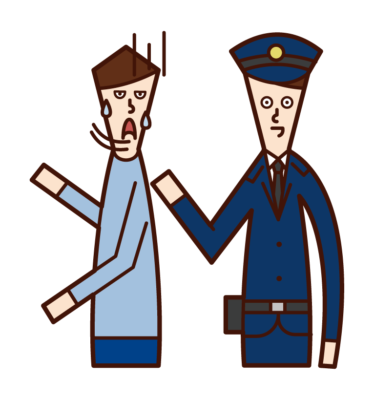 Illustration of a police officer (male) asking a job question