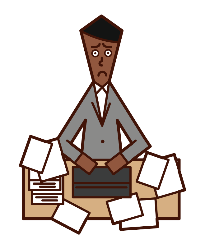 Illustration of a man who can't be organized