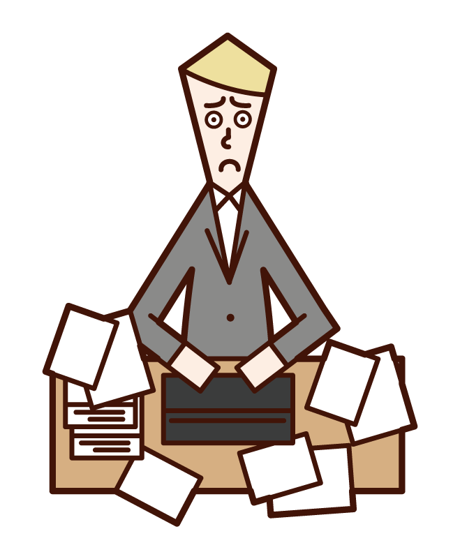 Illustration of a man who can't be organized