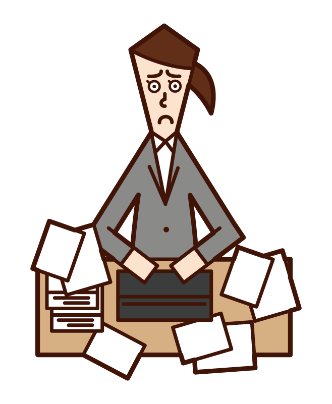 Illustration of a person (woman) who can not be organized