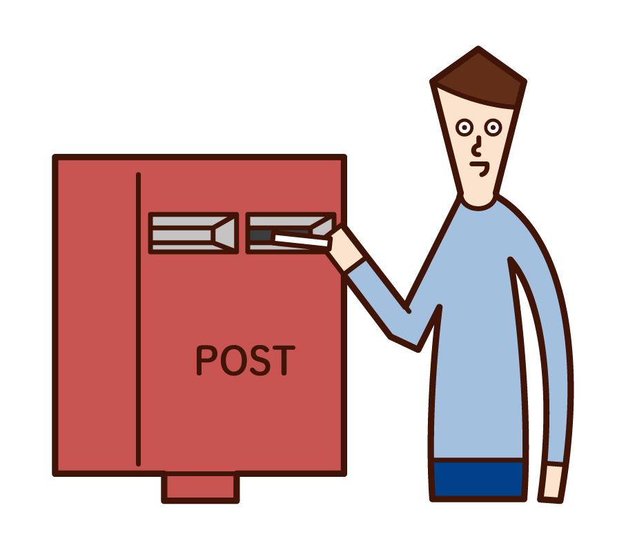 Illustration of a post office worker (woman) collecting mail