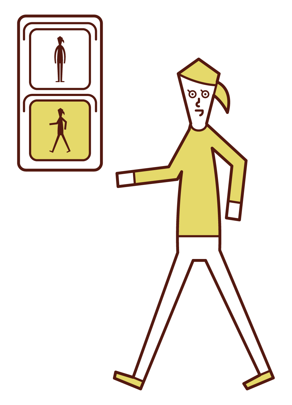 Illustration of a woman advancing at a green light