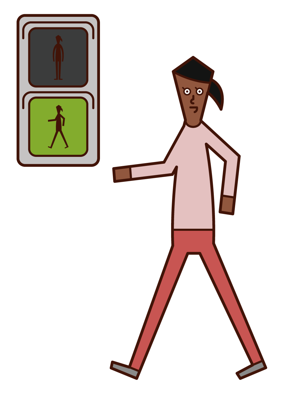 Illustration of a woman advancing at a green light