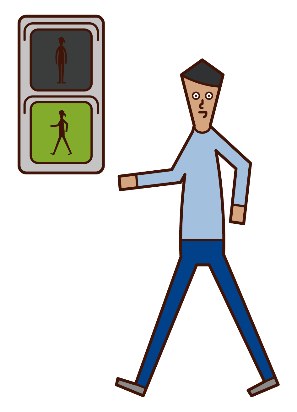 Illustration of a man advancing at a green light
