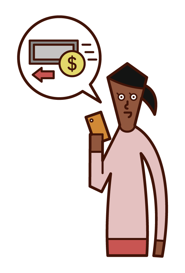 Illustration of a woman sending electronic money
