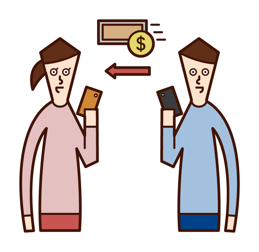 Illustration of a man sending electronic money