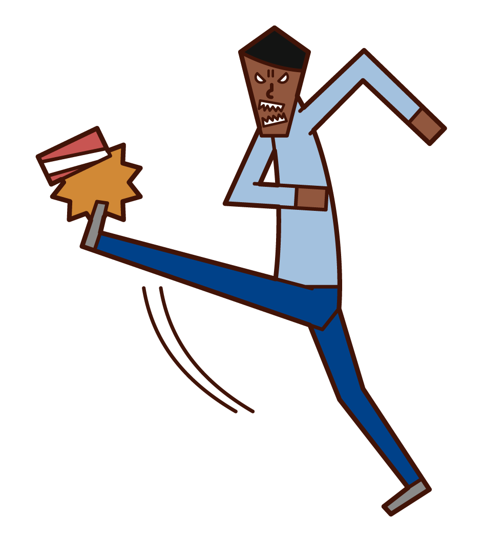 Illustration of a man kicking an empty can