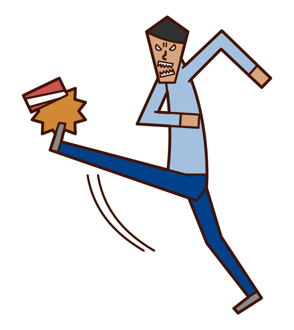 Illustration of a man kicking an empty can