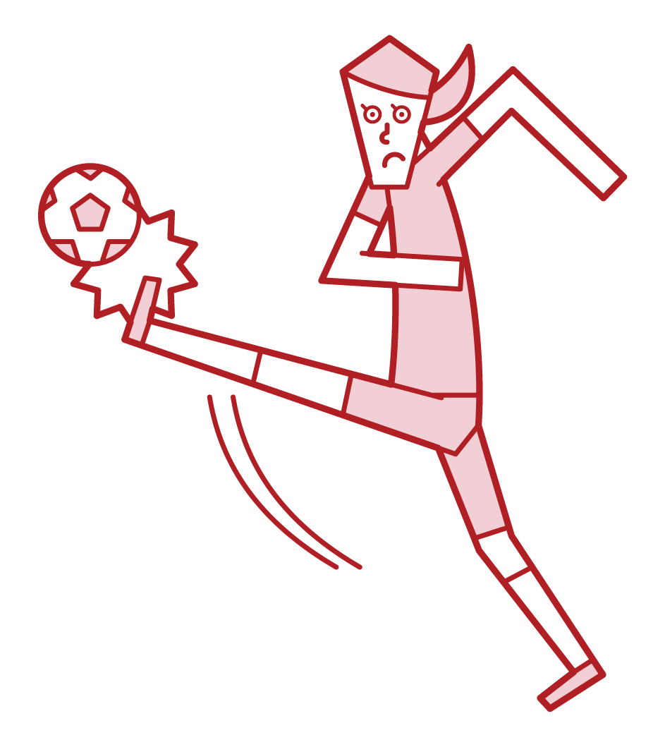 Illustration of a woman kicking a soccer ball