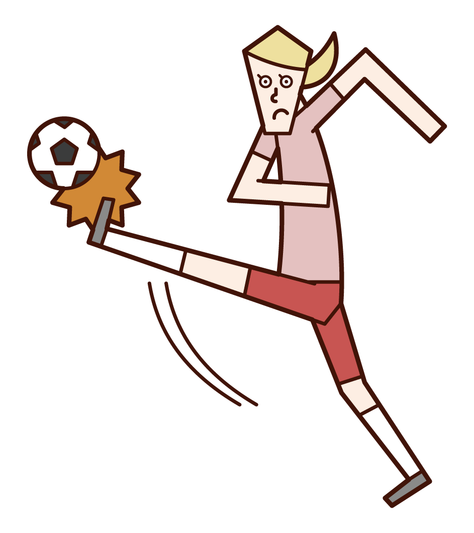 踢足球的人（女性）的插圖