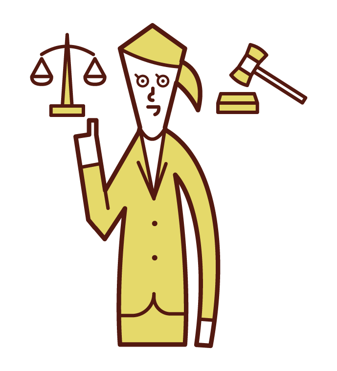 Illustration of a lawyer (female) defending