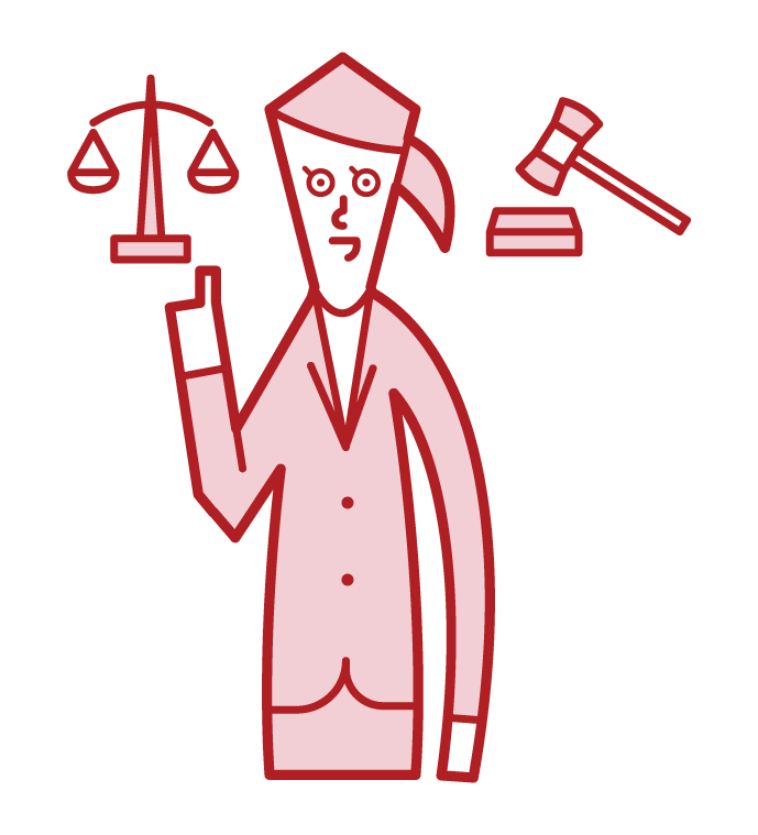 Illustration of a lawyer (female) defending