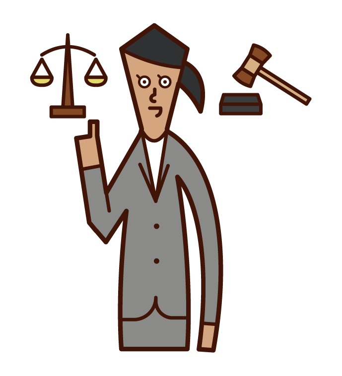律師（女性）辯護的插圖