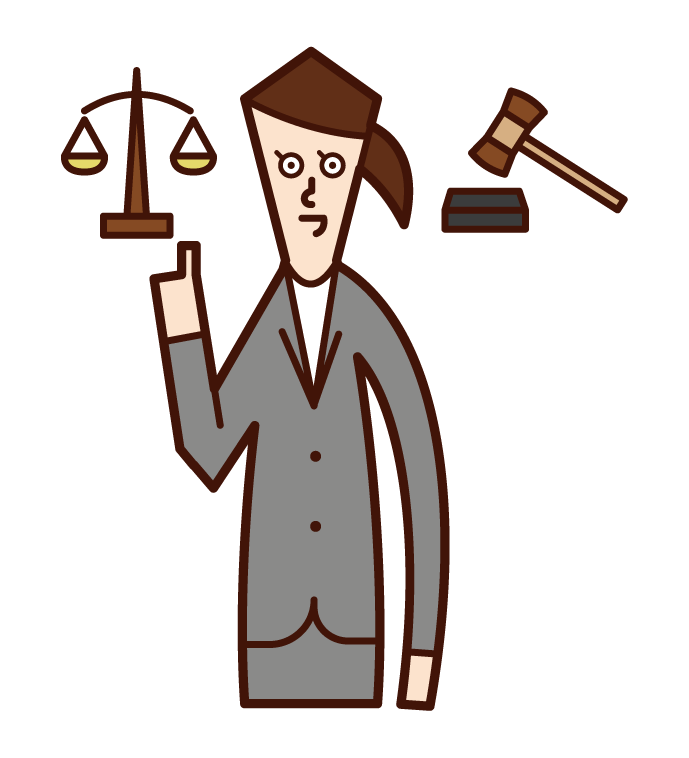 Illustration of a lawyer (female) defending