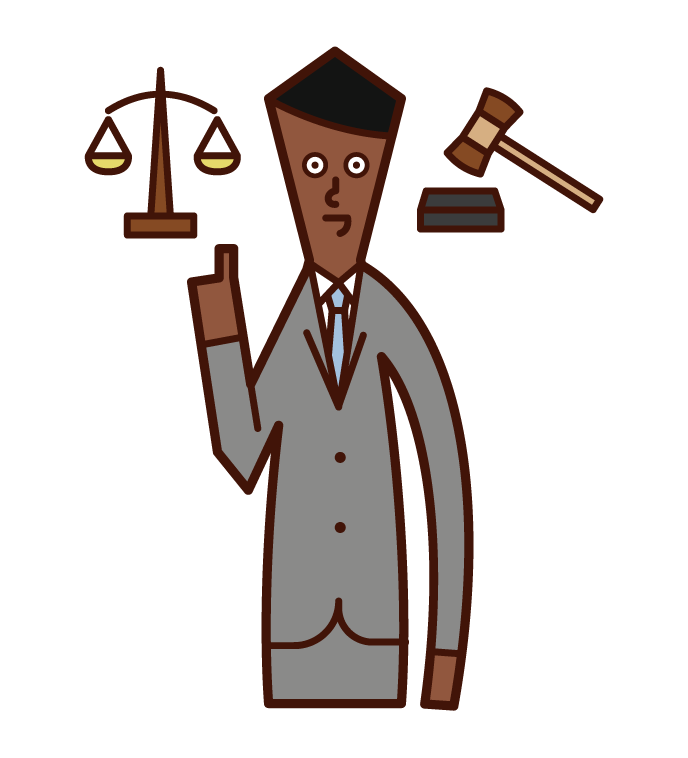 Illustration of a lawyer (male) defending