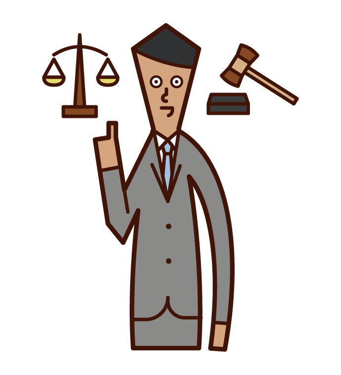 律師（男性）辯護的插圖