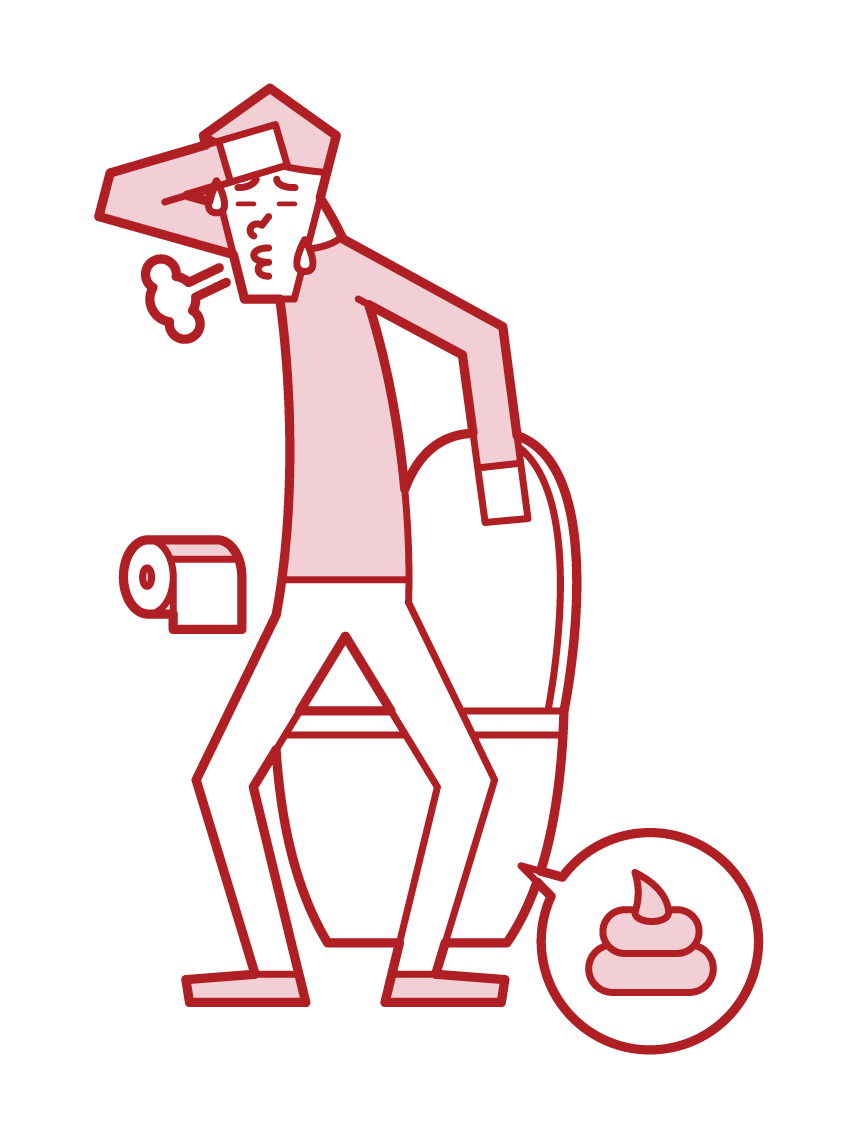 Illustration of a person (male) who defecated and refreshed