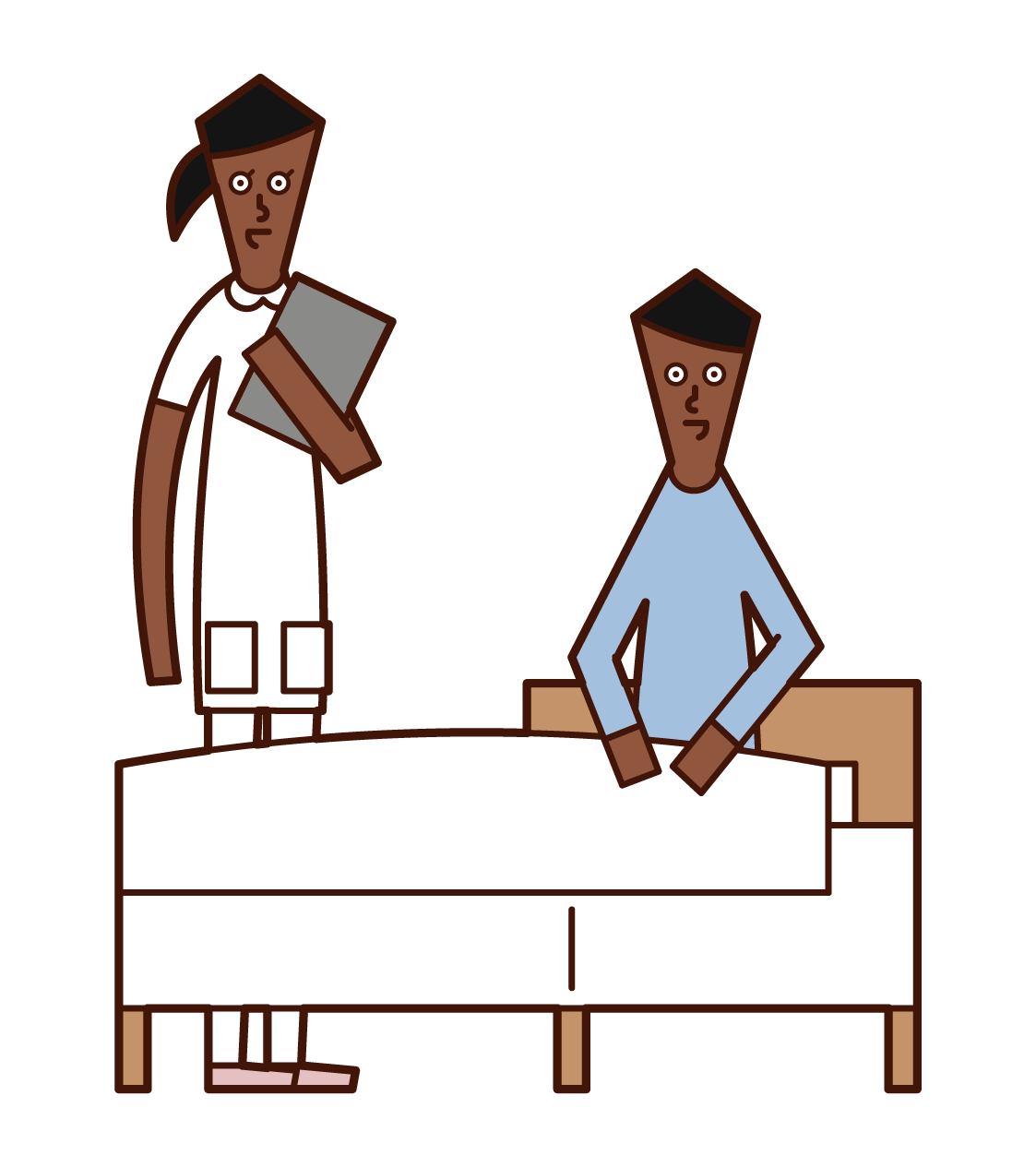 看護婦と話す患者 男性 のイラスト フリーイラスト素材 Kukukeke ククケケ