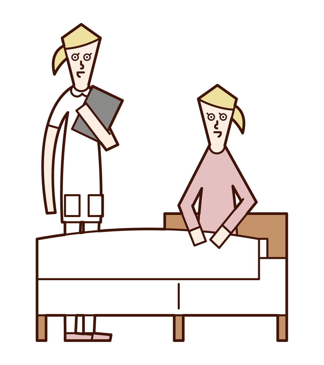 看護婦と話す患者 女性 のイラスト フリーイラスト素材 Kukukeke ククケケ