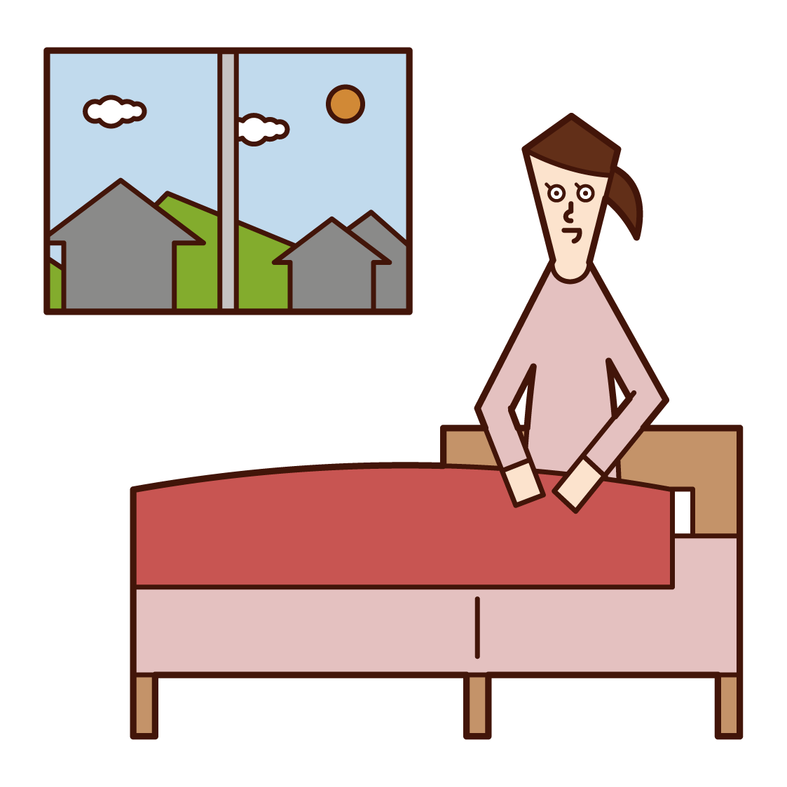 Illustration of a person (grandmother) who wakes up