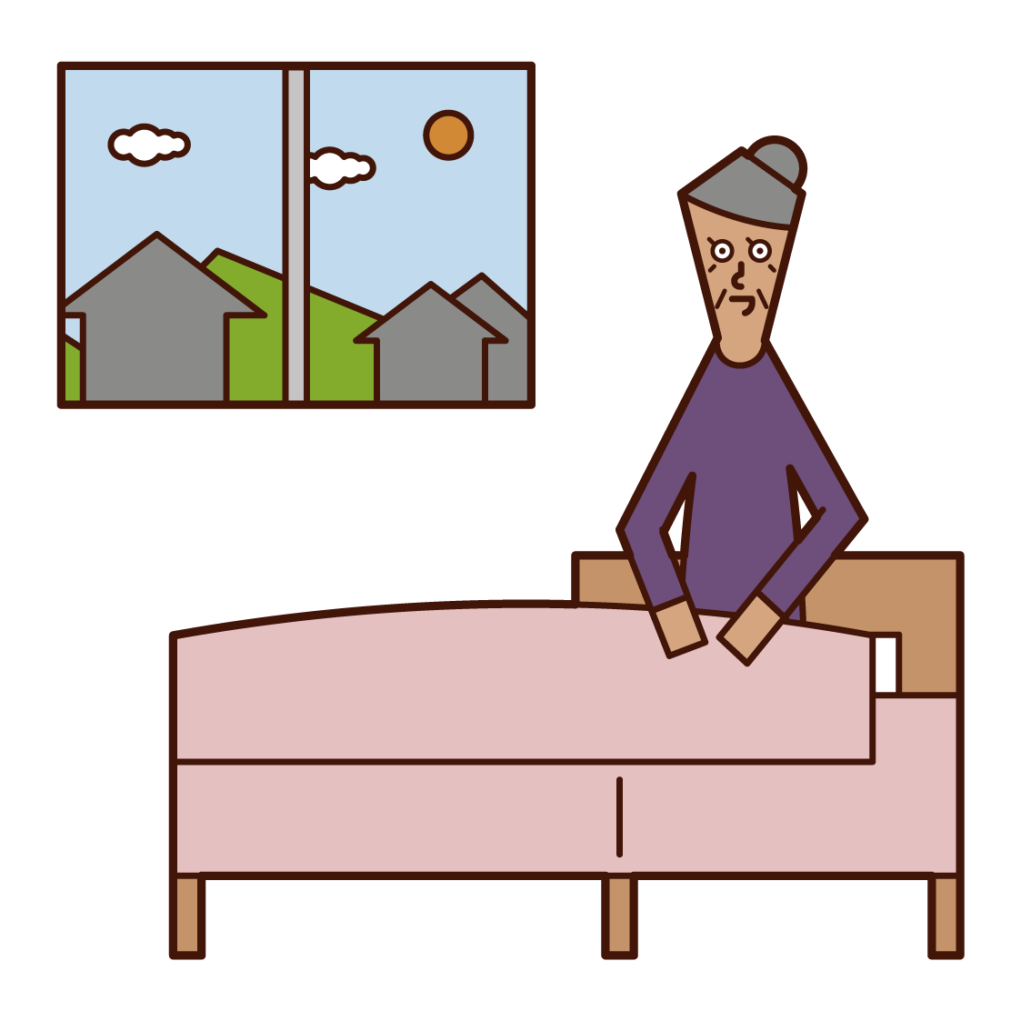 Illustration of a person (grandmother) who wakes up