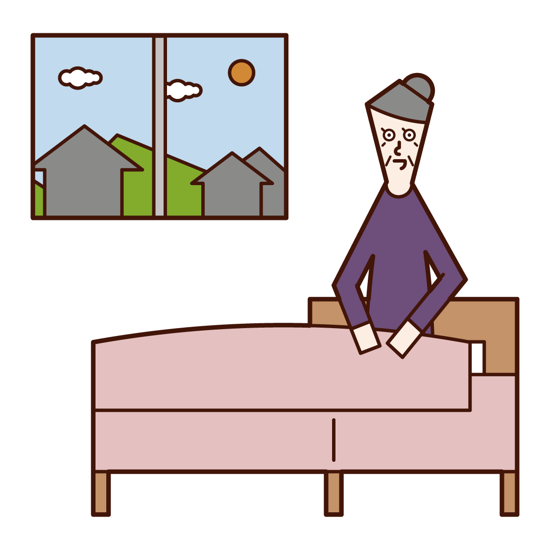 Illustration of a person (grandmother) who wakes up