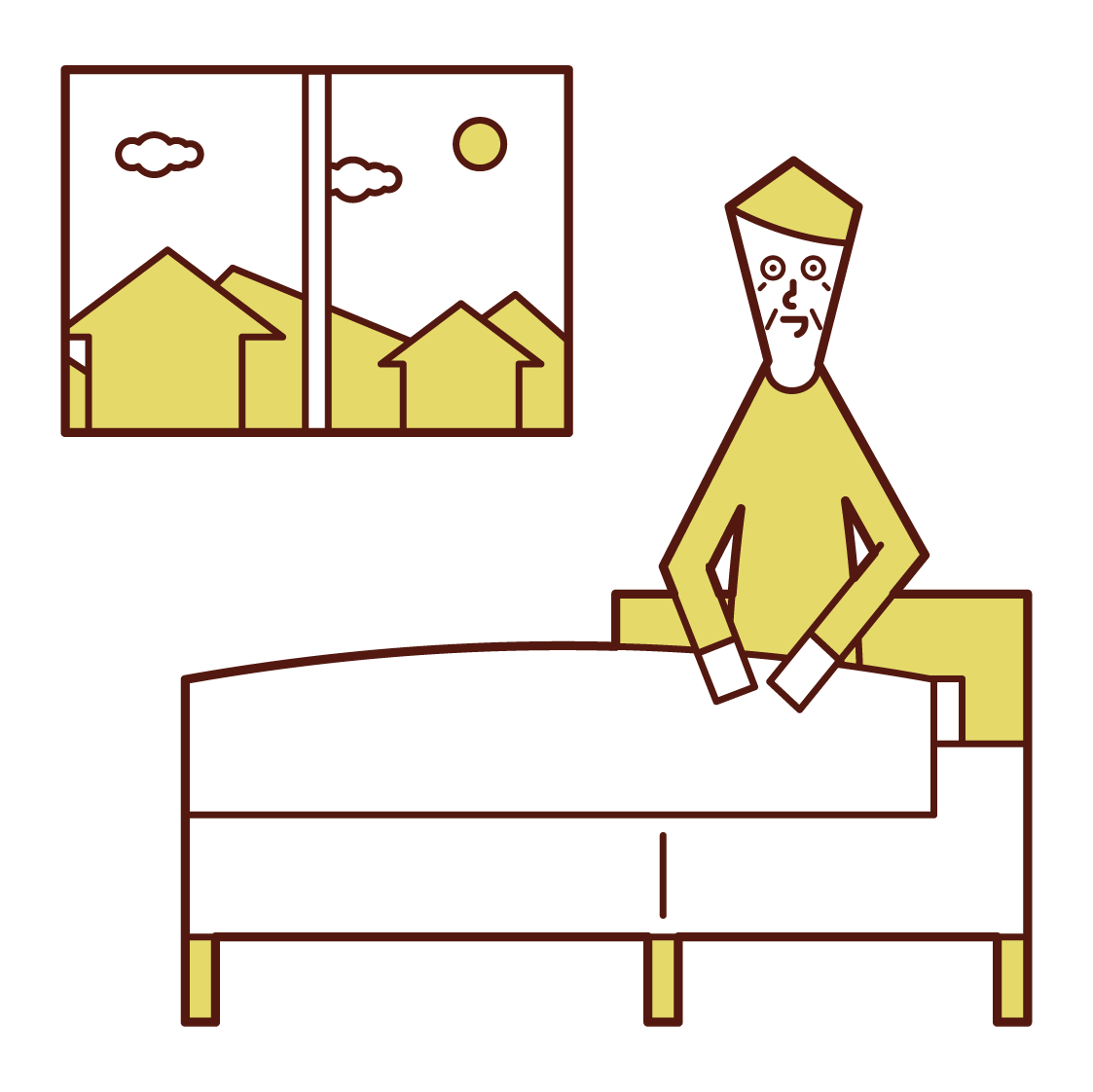 Illustration of a person (grandfather) who wakes up
