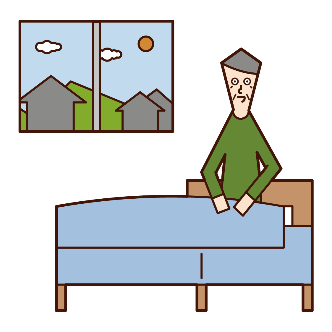 Illustration of a man going to bed