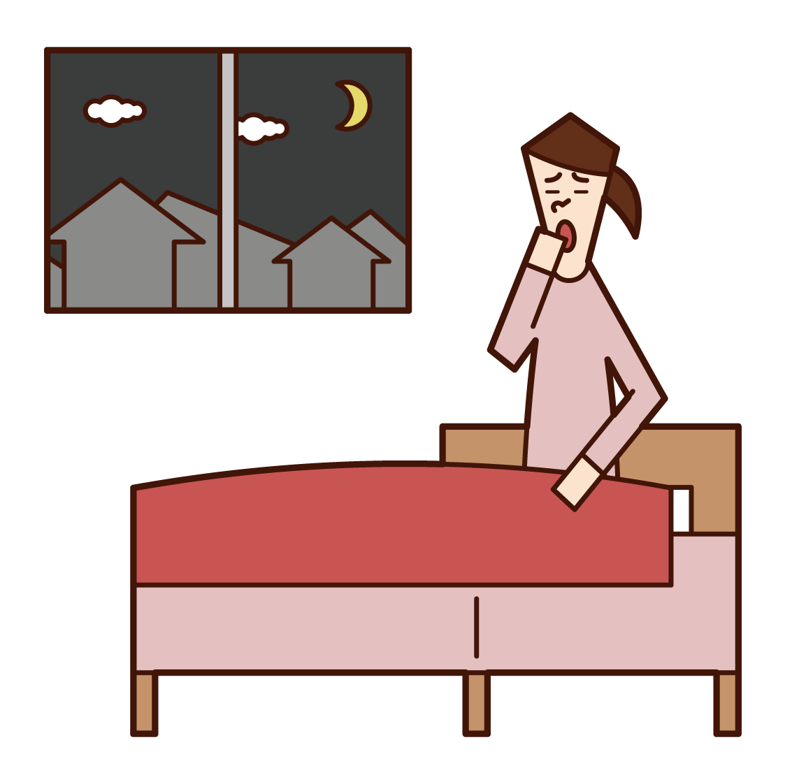 Illustration of a person (grandmother) who wakes up