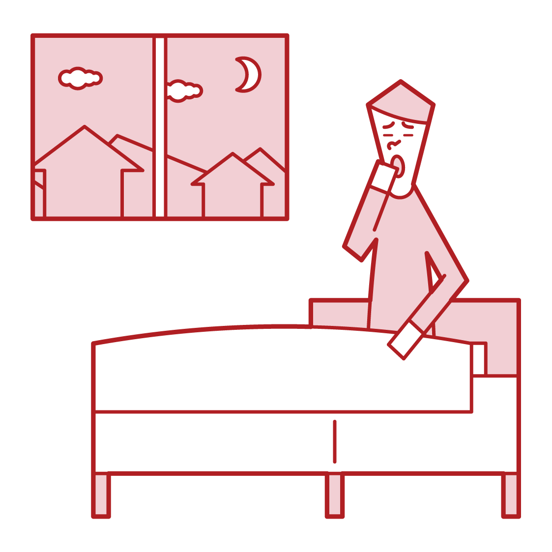 Illustration of a man going to bed
