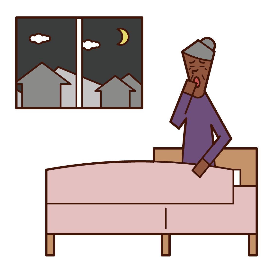 Illustration of a bedtime person (grandmother)